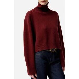 NEW VANESSABRUNO ballerine high neck sweater in burgundy/rouge